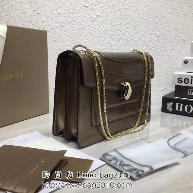 BVLGARI寶格麗 專櫃新品 升級版牛漆皮 雙層蛇頭包 鏈條單肩斜挎包 B35106 FYD1387